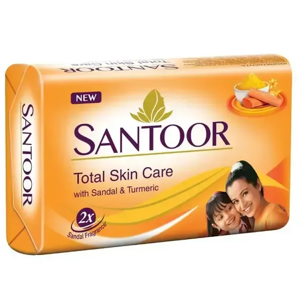 Santoor Skin Moisturising Sandal & Turmeric Bath Soap ( Colgate Strong Tooth Paste -17g Free) - 100 g
