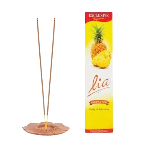 Cycle Lia Pineapple Twirl Long thick stick Agaripathi (free matchbox) 40No, ஊதுபத்தி அன்னாசி வாசம் - 1 box