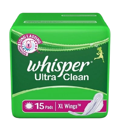 Whisper Ultra Clean Sanitary Napkin with Wings (XL) 15 pads - 1 Box