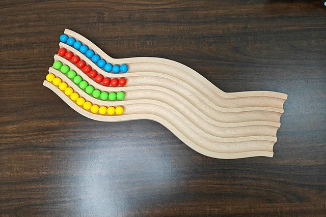  Kancha Marble Run Track Sea Wave 4 Line Beech Wood Track Wooden Gift for Kids montessory Toy Birthday Gift Pack of 1