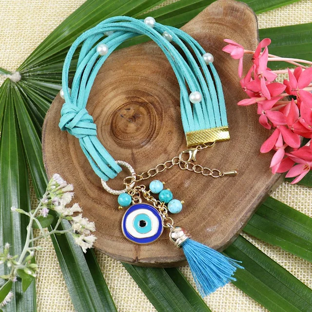 Evil Eye Leather Bracelet 