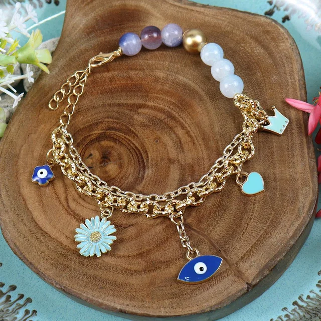 Evil Eye And Flowers Bracelet 