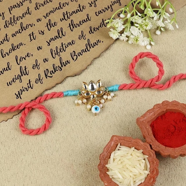 Kundan Lotus Rakhi 