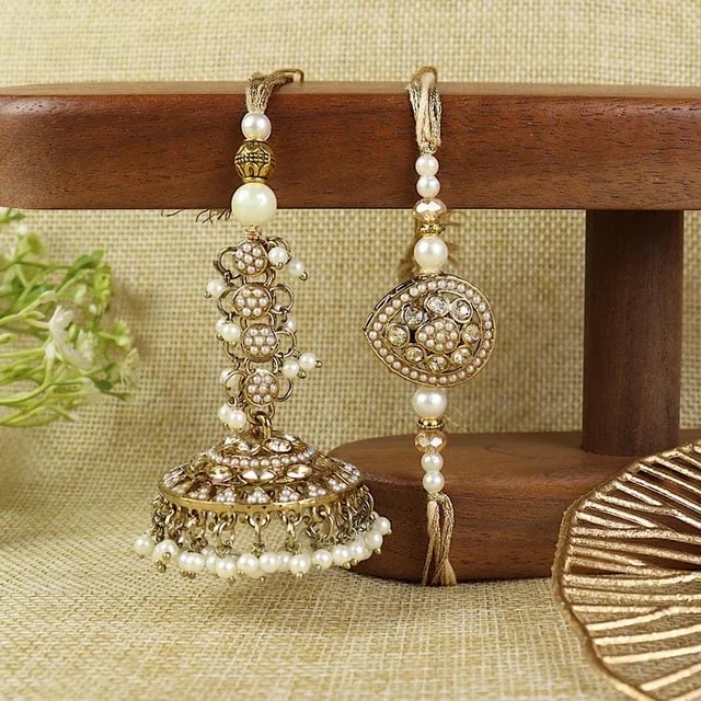 Moti Jhumka Lumba Rakhi Set 