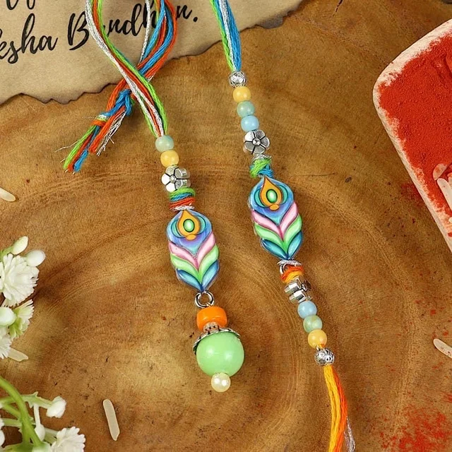 Stone Mor Pankhuri Lumba Rakhi Set