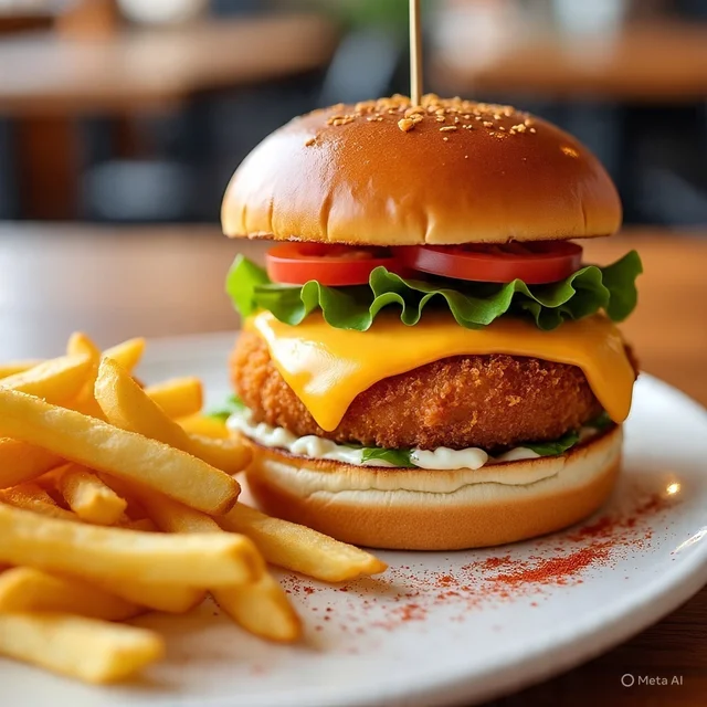 Paneer Tikki Cheese Burger - Regular
