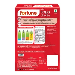 Fortune Mini Soya Chunks 200 gm, More Protein 15X Than Milk, 100% Vegetarian 99% Fat Free - 200gm
