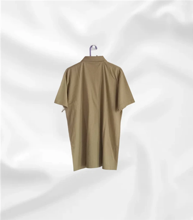 Rigga 2150 Soft mulmul cotton Tshirt with pocket / collar neck - 48, khaki
