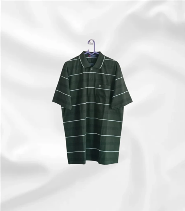 Pure cotton collar tshirt / with pocket