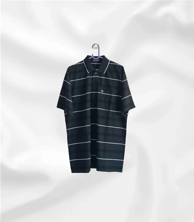 Pure cotton collar tshirt / with pocket