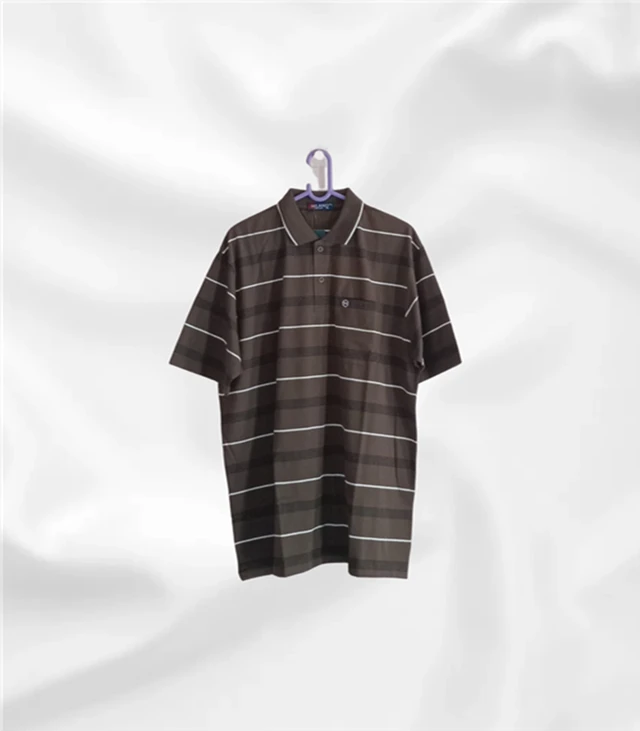Pure cotton collar tshirt / with pocket