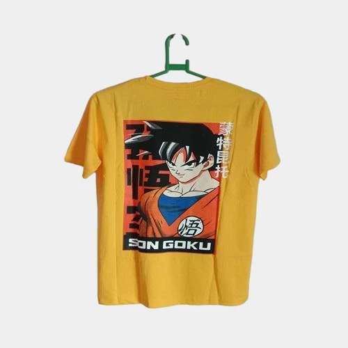 Soni Brothers 1750 ANIME BACK PRINTED TSHIRTS / NARUTO GOKU BACK PRINTED TSHIRT - 38 - S, Yellow