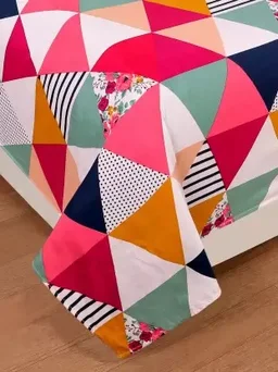 RisingStar 220 TC Cotton Double Geometric Flat Bedsheet (Pack of 1, Multicolor)
