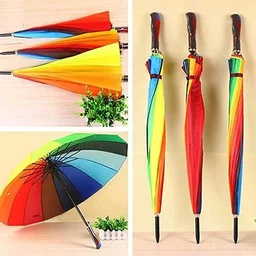 SINGLE FOLD BIG SIZE MANUAL OPEN RAINBOW UMBRELLA PLAIN AND SOLID SIZE -75CM - FREE, 6