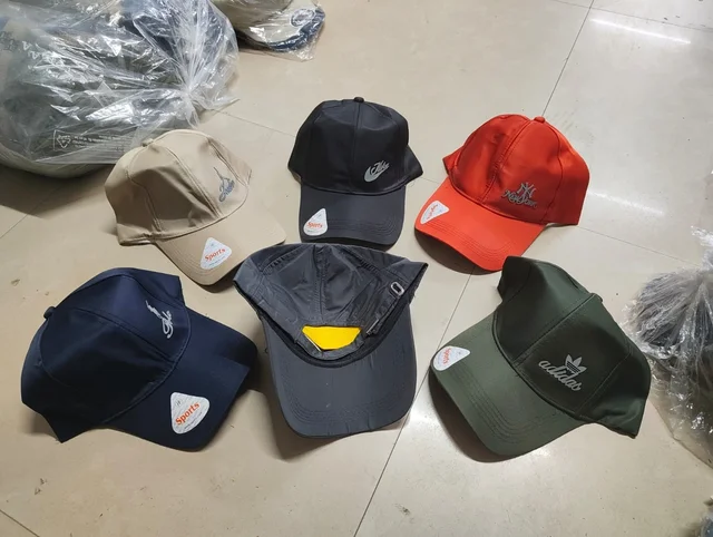 MENS MIX COLOR EMBROIDERY DESIGN PARASHUTE MATERIAL CAP FITTING TYPE BUCKLE (BD CAP) - FREE, 12 PCS