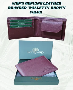 MENS GENUINE LEATHER BRANDED WALLET IN BLACK AND BROWN COLOR - FREE, 6