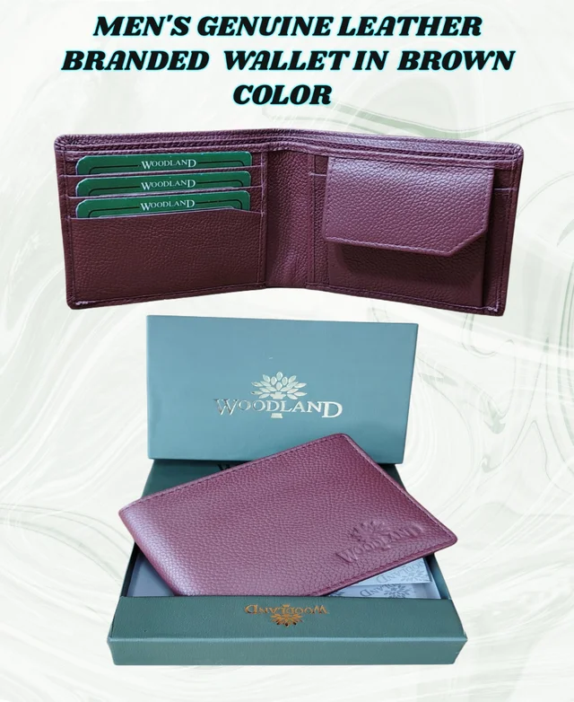 MENS GENUINE LEATHER BRANDED WALLET IN BLACK AND BROWN COLOR - FREE, 6
