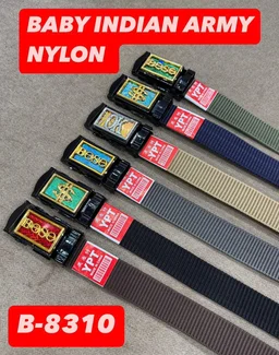 KIDS INDIAN NYLON MULTI COLOR MIX DESIGN ARMY BUCKLE BELT SIZE-36 INC LENGTH 30MM WIDTH - FREE SIZE, 12