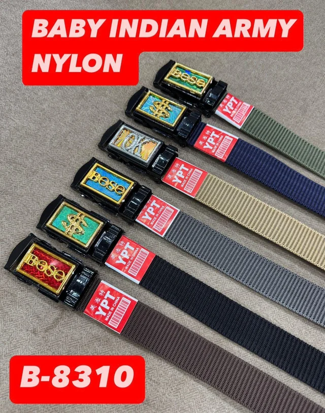 KIDS INDIAN NYLON MULTI COLOR MIX DESIGN ARMY BUCKLE BELT SIZE-36 INC LENGTH 30MM WIDTH - FREE SIZE, 12