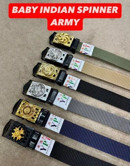 KIDS INDIAN NYLON MULTI COLOR SPINNER ARMY BUCKLE BELT SIZE-36 INC LENGTH 30MM WIDTH - FREE SIEZE, 12