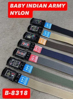 KIDS INDIAN NYLON MULTI COLOR MIX DESIGN ARMY BUCKLE BELT SIZE-36 INC LENGTH 30MM WIDTH - FREE SIZE, 12