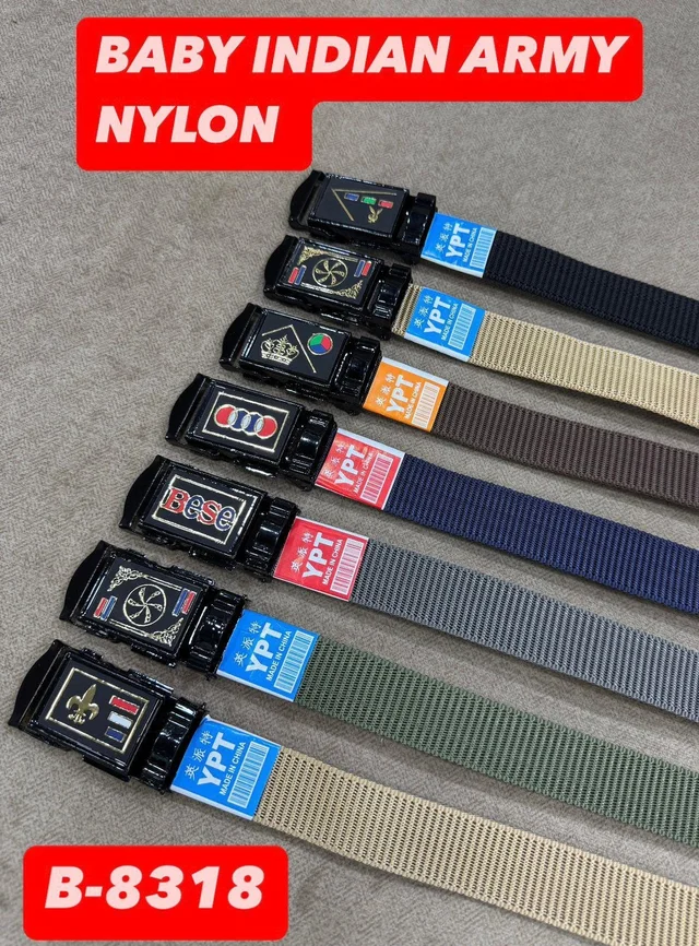 KIDS INDIAN NYLON MULTI COLOR MIX DESIGN ARMY BUCKLE BELT SIZE-36 INC LENGTH 30MM WIDTH - FREE SIZE, 12