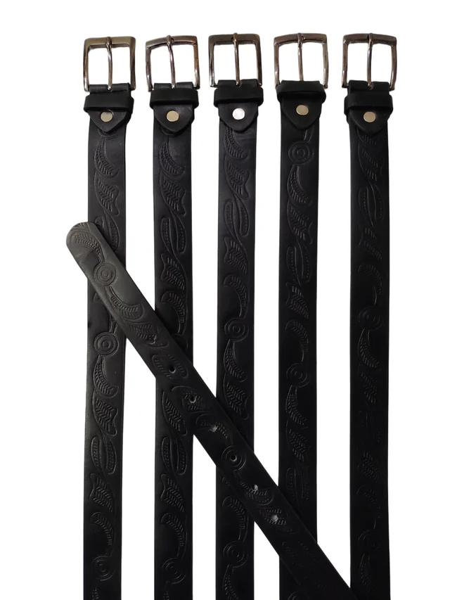 GIRLS AND LADIES LEATHER BLACK COLOR KANTA BUCKLE BELT SIZE-(40 INCH LENGTH,30MM WIDTH) - SIZE-(40 INCH LENGTH,30MM WIDTH), 12