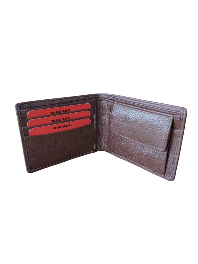 MENS GENUINE LEATHER BRANDED WALLET IN BLACK AND BROWN COLOR - FREE, 6