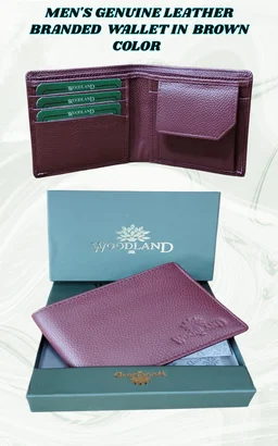 MENS GENUINE LEATHER BRANDED WALLET IN BLACK AND BROWN COLOR - FREE, 6