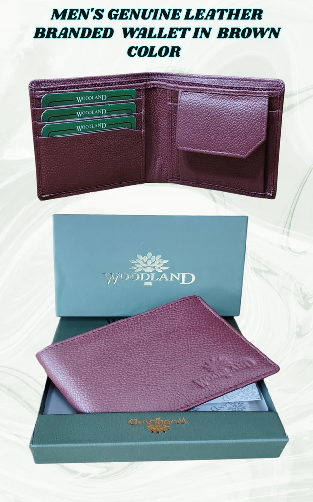 MENS GENUINE LEATHER BRANDED WALLET IN BLACK AND BROWN COLOR - FREE, 6
