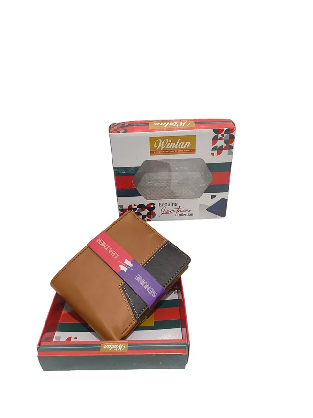 MENS PREMIUM QUALITY PU LEATHER MIX COLOR DESIGNER WALLETS WITH BOX - FREE, 6