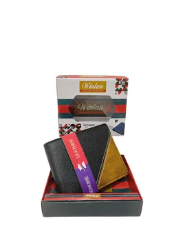 MENS PREMIUM QUALITY PU LEATHER MIX COLOR DESIGNER WALLETS WITH BOX - FREE, 6