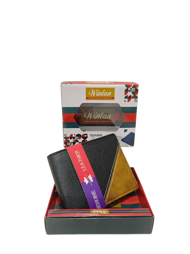 MENS PREMIUM QUALITY PU LEATHER MIX COLOR DESIGNER WALLETS WITH BOX - FREE, 6
