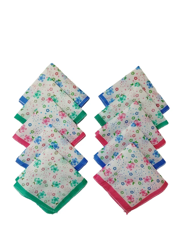 COTTON HANKIES MIX COLOR MIX PRINTED FOR GIRLS,LADIES,KIDS SET OF 12 PCS - 27*27, 12