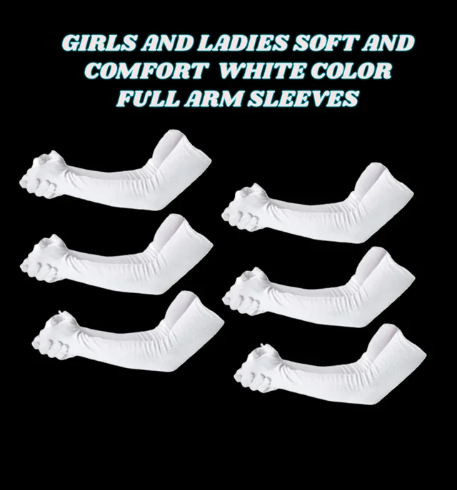 GIRL AND LADIES SOFT AND COMFORT WHITE COLOR FULL ARM SLEEVES - FREE, 12