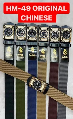 MEN'S CHINA IMPORTED NYLON MULTI COLOR MIX DESIGN AUTO BUCKLE BELT PATTI OVER SIZE WIDTH 40MM - FREE SIZE, 12