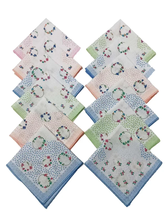 Handkerchiefs 11 In X 11 In Size In Assorted Colors - 11*11 cm, 12