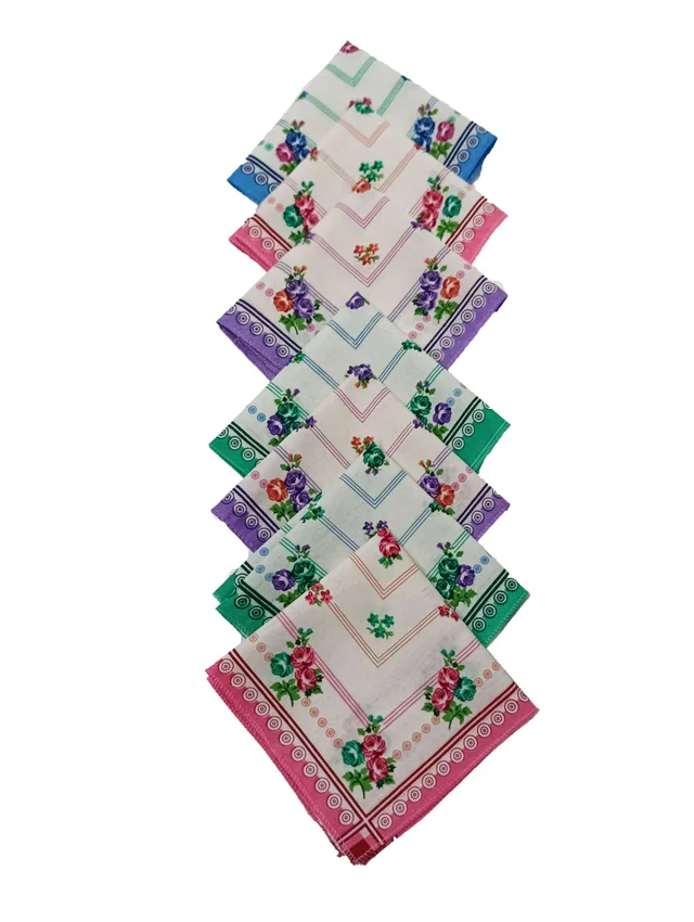 Handkerchiefs 11 In X 11 In Size In Assorted Colors - 11*11 cm, 12