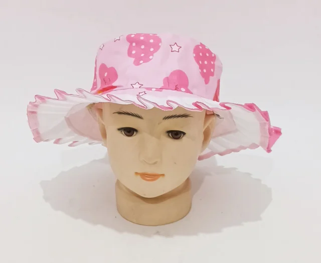 Kids/Girls Round Style Printed Cotton Cap Color - Mix Color Cap Fitting Elastic - 12
