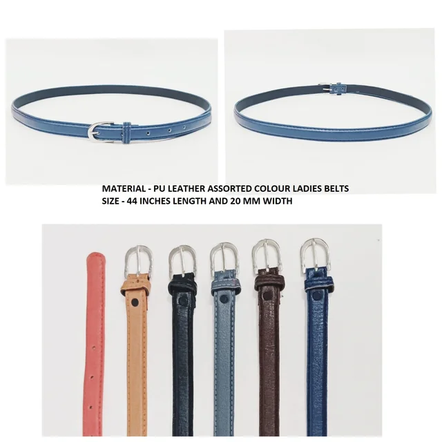 Ladies Pu Leather Material Assorted Color Belt Strap Length 38 Inches Length And Width 25 Mm - 36