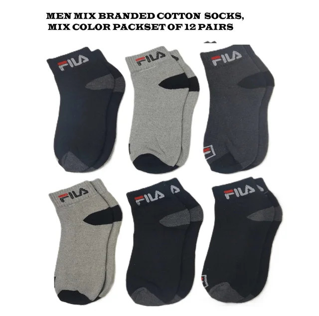 Men Mix Branded Cotton  Socks, Mix Color Pack Set Of 12 Pairs - 12