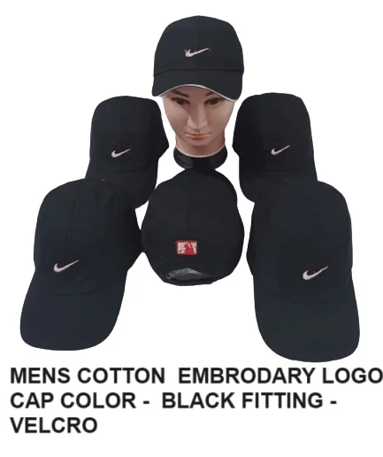 Mens Cotton Embrodary Caps Colour Black Colour Feeting Type Velcro - 12