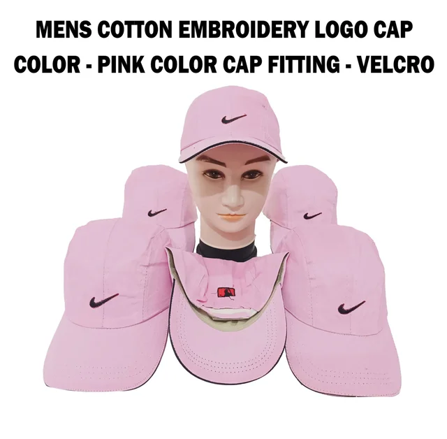 Mens Cotton Embrodary Logo Cap Color - Pink Color Cap Fitting � Velcro - 12