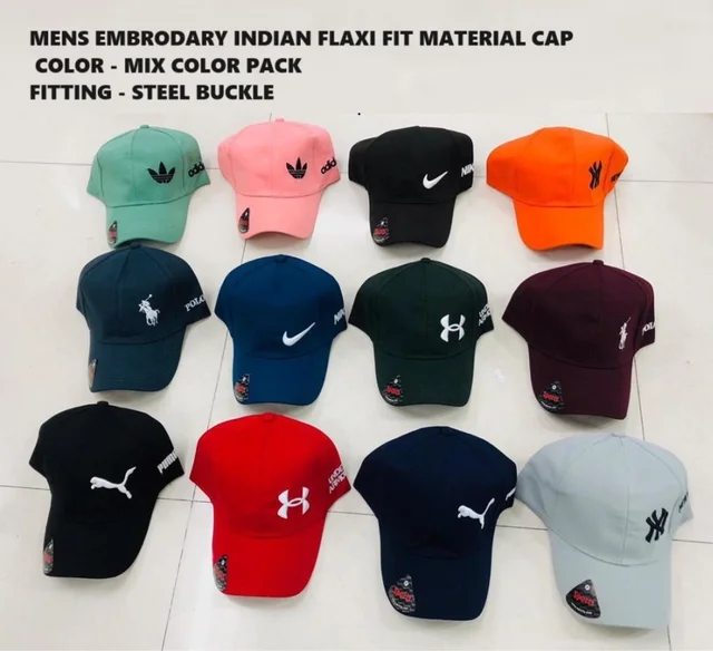 Mens Embrodary Indian Flaxi Fit Material Cap Color - Mix Color Pack Fitting - Steel Buckle - 12