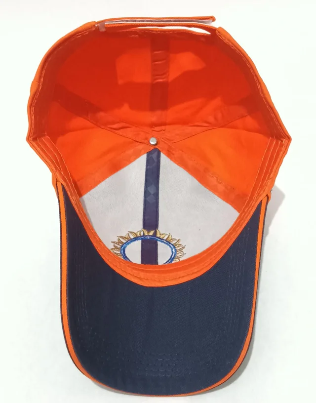 Mens India Embrodary Logo Orange Color Cap Fitting - Velcro Best Quality Premium Cap Material - Cotton - 6