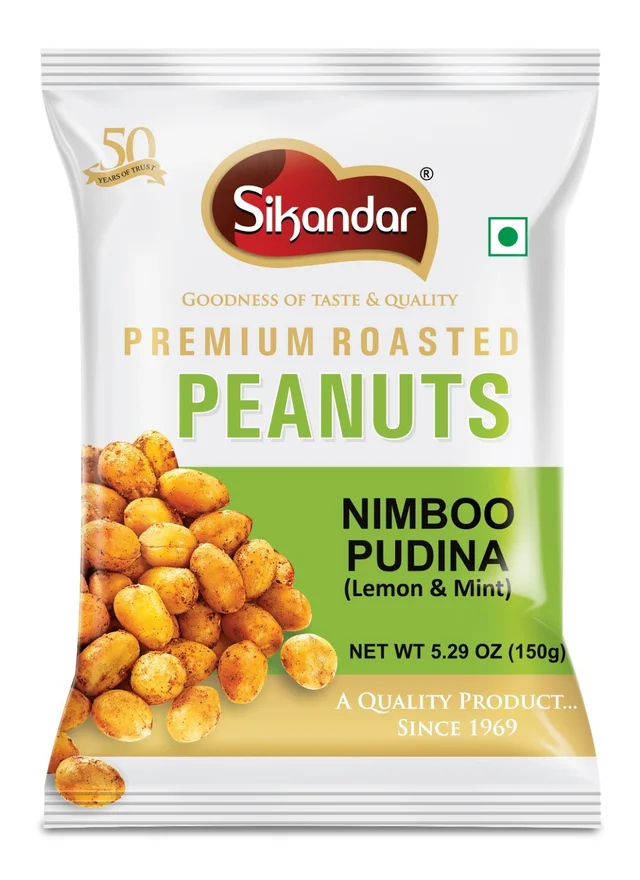 Sikandar Roasted Peanuts Nimboo Pudina Lemon Mint 150g - Foil