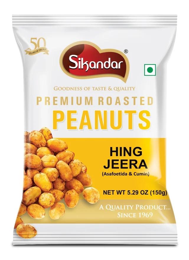 Sikandar Roasted Peanuts Hing Jeera Asafoetida Cumin 150g - Foil