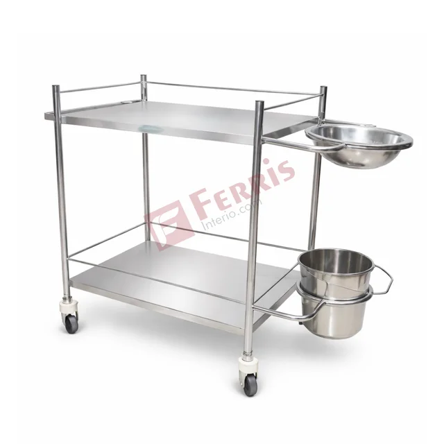Ferris Dressing Trolley ( FHF-022 ) - Stainless Steel Finish, Dressing Trolley, 1010mm (L) ? 460mm (W) ? 810mm (H), Not Applicable (Medical Equipment Trolley), Polished Stainless Steel (SS) Finish