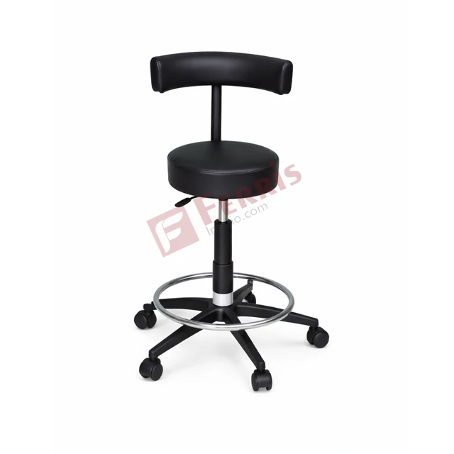 Ferris Surgeon’s Stool Deluxe (FHF-029A) - Black Standard Upholstery Color, FHF-029A, Single User (1 Person), Epoxy Coated Base with Cushioned Upholstery