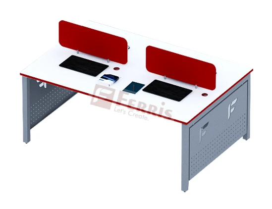 Ferris 04 Seater Face to Face WORK STATION PW2-01 - 2400x1200x1050 MM., Teak,Black,, 4 Person